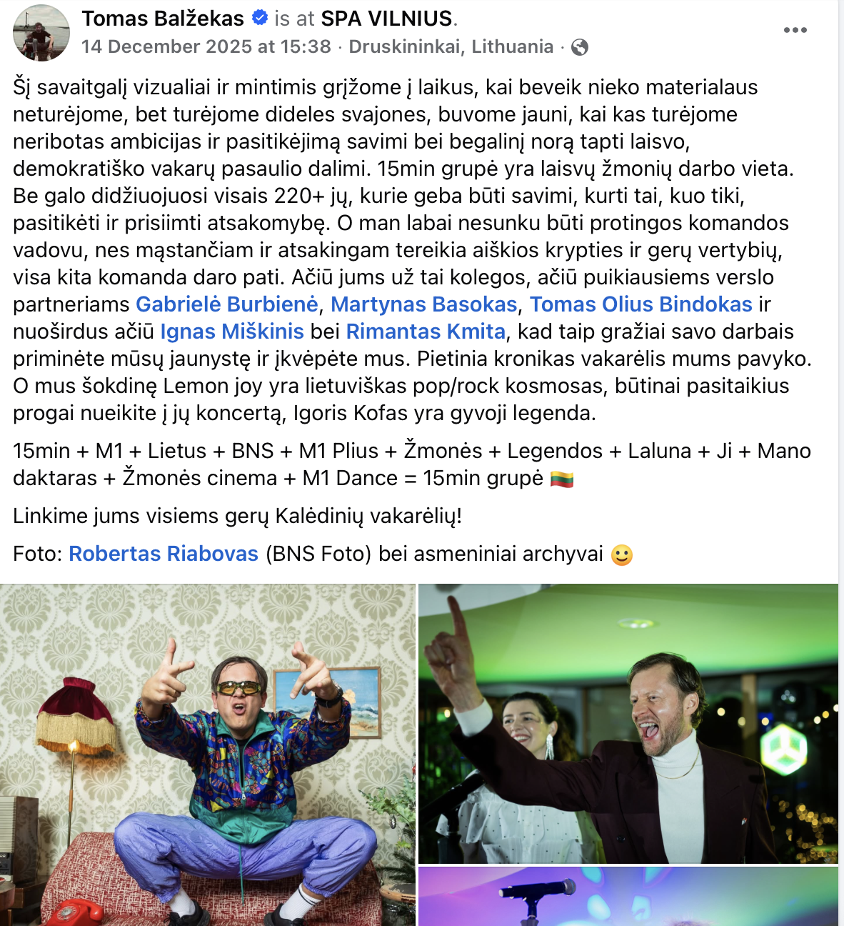 „15min“ kolektyvas savo Kalėdinį vakarėlį šventė pas Trinkūnų ir Navickų šeimas